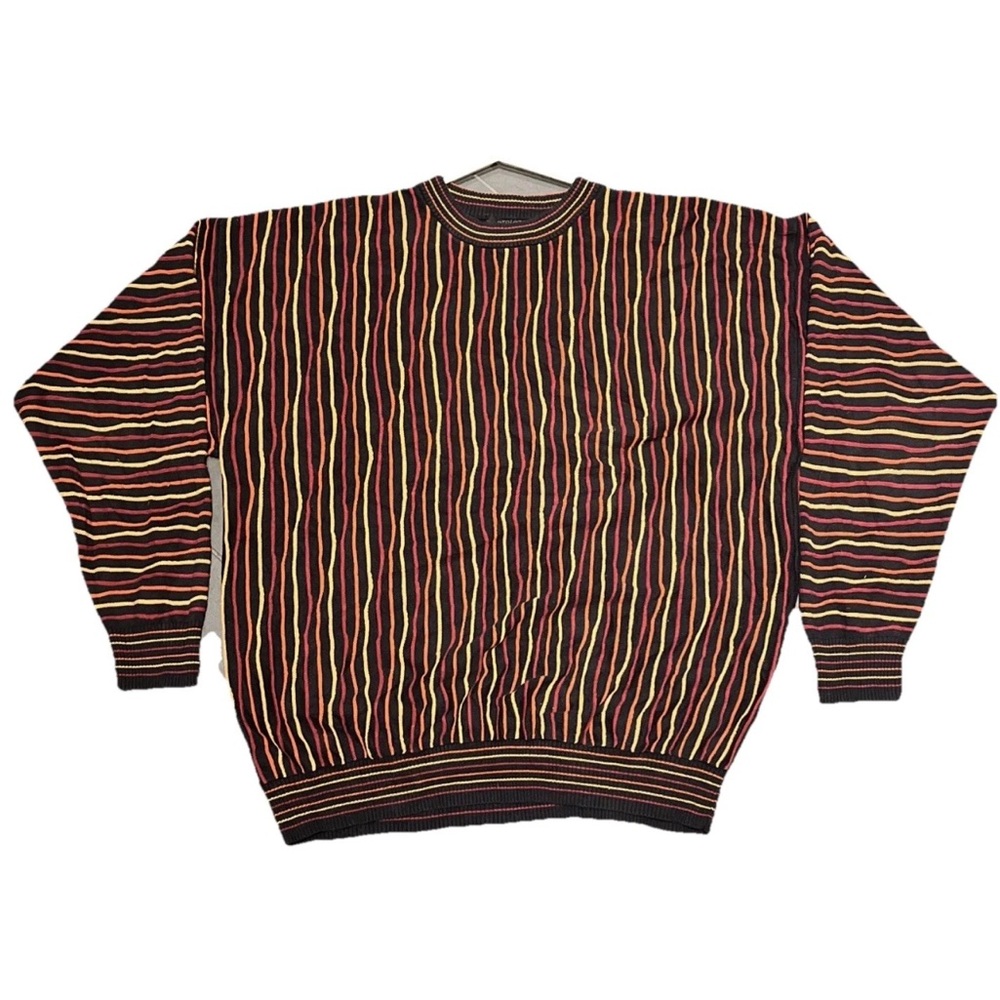 Vintage 90s Protege 3D Sweater Mens XXL Coogi Style Knit Colorful sunset 2XL